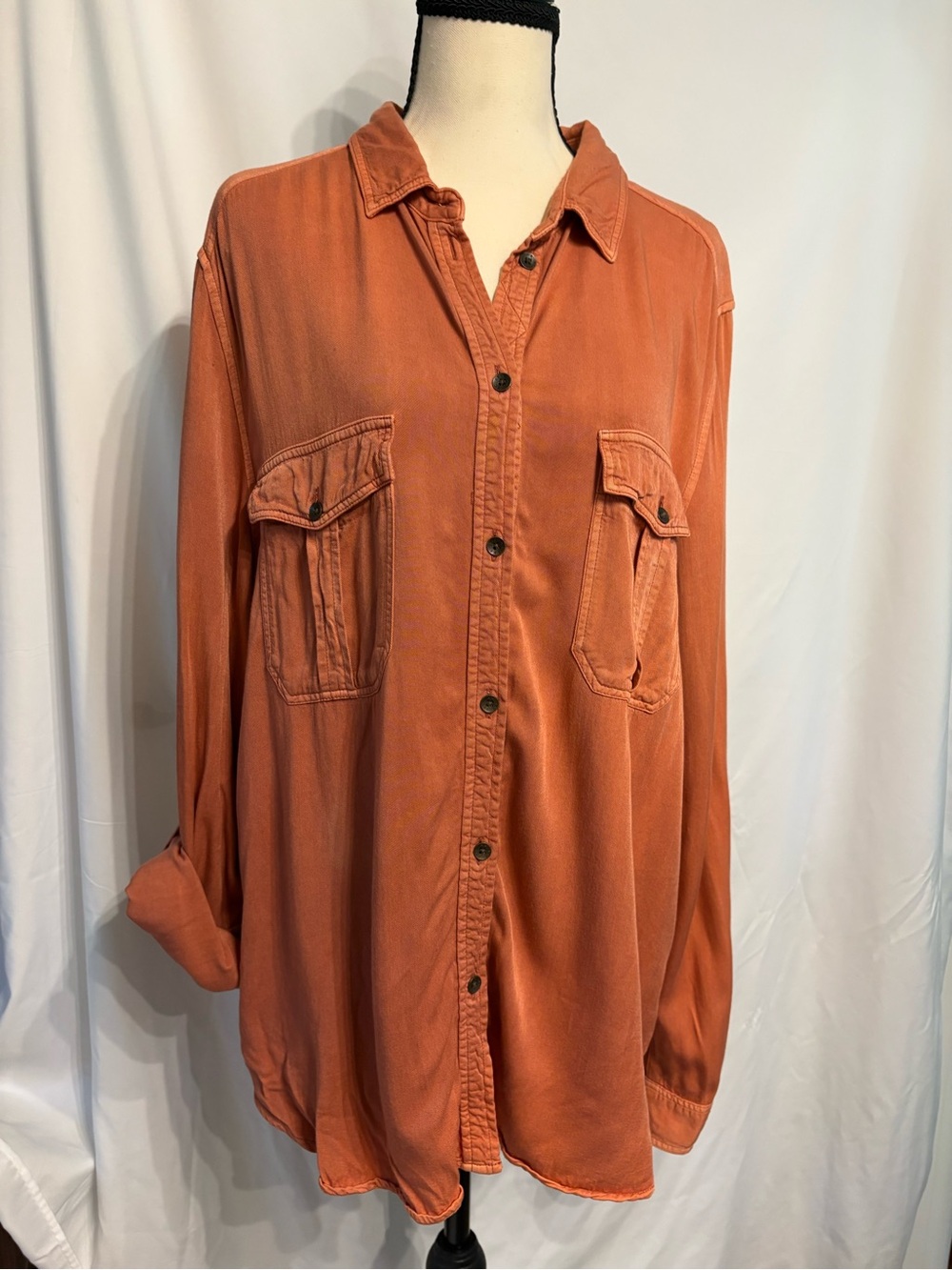 American Eagle Outfitters Rust Orange Button-Down Shirt